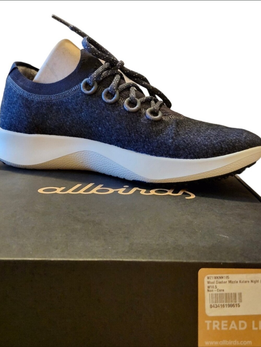 New Allbirds Wool Dasher Mizzle Kotare Night Dark Gray White Sole 10.5 Women - Picture 2 of 8